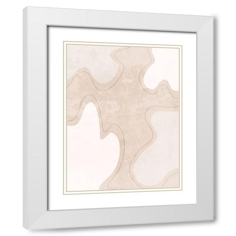 Faded Curves White Modern Wood Framed Art Print with Double Matting by Adebowale