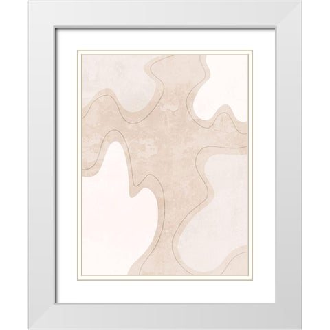Faded Curves White Modern Wood Framed Art Print with Double Matting by Adebowale