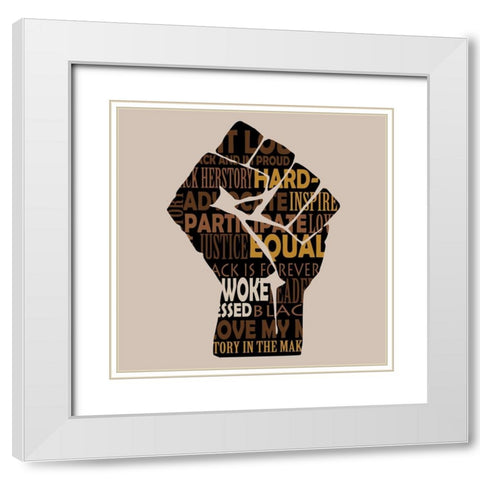 Powerful White Modern Wood Framed Art Print with Double Matting by Adebowale