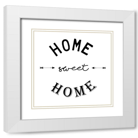 Home Sweet Home White Modern Wood Framed Art Print with Double Matting by Adebowale