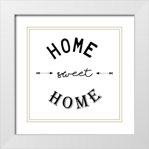 Home Sweet Home White Modern Wood Framed Art Print with Double Matting by Adebowale