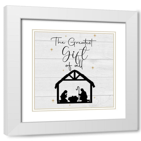 Greatest Gift White Modern Wood Framed Art Print with Double Matting by Adebowale