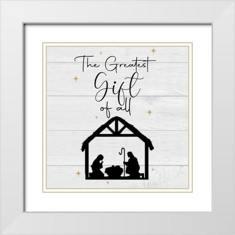 Greatest Gift White Modern Wood Framed Art Print with Double Matting by Adebowale