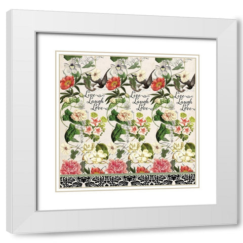 Floral Curtain White Modern Wood Framed Art Print with Double Matting by Art Creations