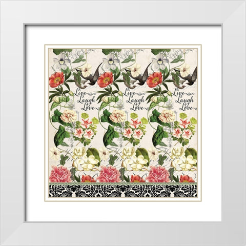 Floral Curtain White Modern Wood Framed Art Print with Double Matting by Art Creations