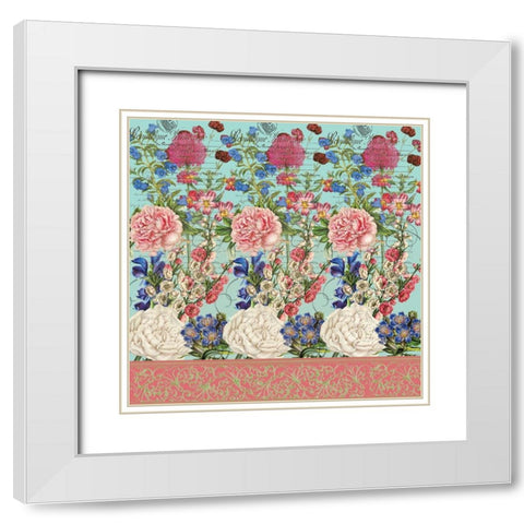 Floral Curtain 2 White Modern Wood Framed Art Print with Double Matting by Art Creations