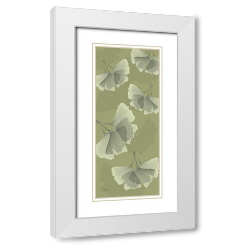 Green on Green Ginko White Modern Wood Framed Art Print with Double Matting by Koetsier, Albert