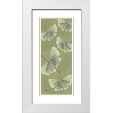 Green on Green Ginko White Modern Wood Framed Art Print with Double Matting by Koetsier, Albert