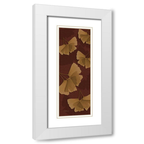 Leaves Brown on Red White Modern Wood Framed Art Print with Double Matting by Koetsier, Albert