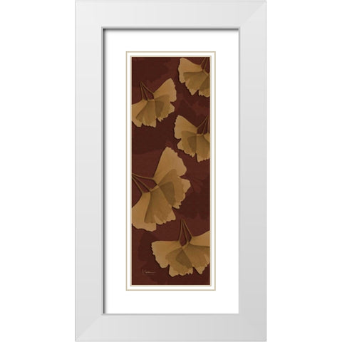 Leaves Brown on Red White Modern Wood Framed Art Print with Double Matting by Koetsier, Albert