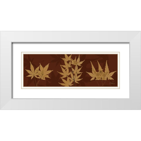 Leaves Brown on Red 3 White Modern Wood Framed Art Print with Double Matting by Koetsier, Albert