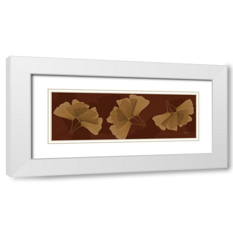 Leaves Brown on Red 4 White Modern Wood Framed Art Print with Double Matting by Koetsier, Albert