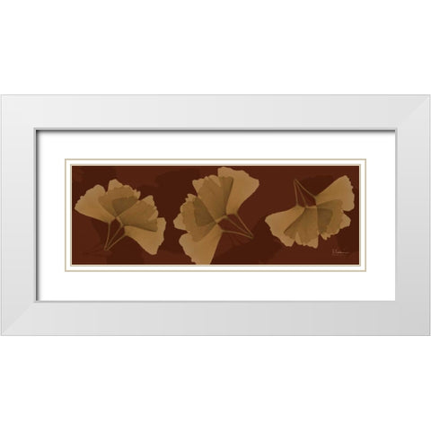 Leaves Brown on Red 4 White Modern Wood Framed Art Print with Double Matting by Koetsier, Albert