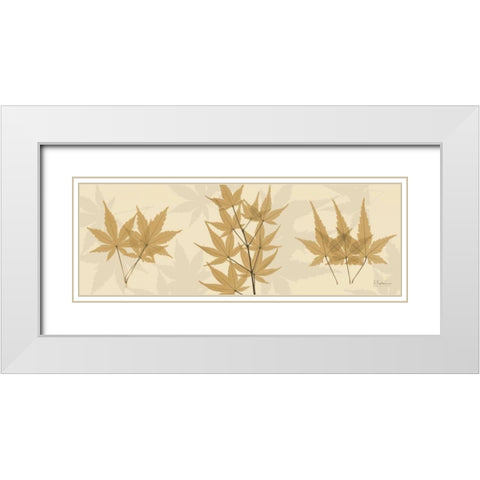 Leaves Tan on Beige White Modern Wood Framed Art Print with Double Matting by Koetsier, Albert