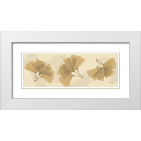 Leaves Tan on Beige 2 White Modern Wood Framed Art Print with Double Matting by Koetsier, Albert