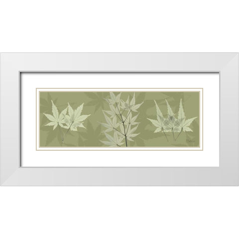 Leaves on Green White Modern Wood Framed Art Print with Double Matting by Koetsier, Albert