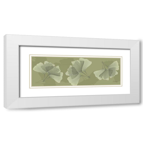 Leaves on Green 2 White Modern Wood Framed Art Print with Double Matting by Koetsier, Albert