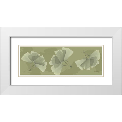 Leaves on Green 2 White Modern Wood Framed Art Print with Double Matting by Koetsier, Albert