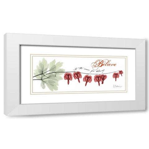 Bleeding Heart Believe White Modern Wood Framed Art Print with Double Matting by Koetsier, Albert