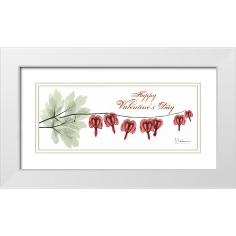 Bleeding Heart Valentine White Modern Wood Framed Art Print with Double Matting by Koetsier, Albert