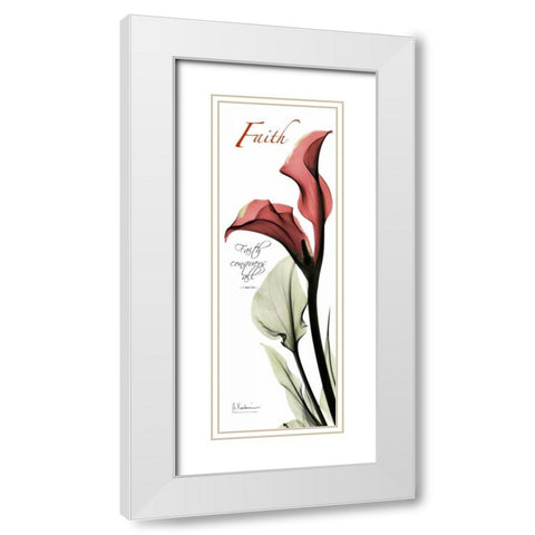 Calla Lily in Red - Faith White Modern Wood Framed Art Print with Double Matting by Koetsier, Albert