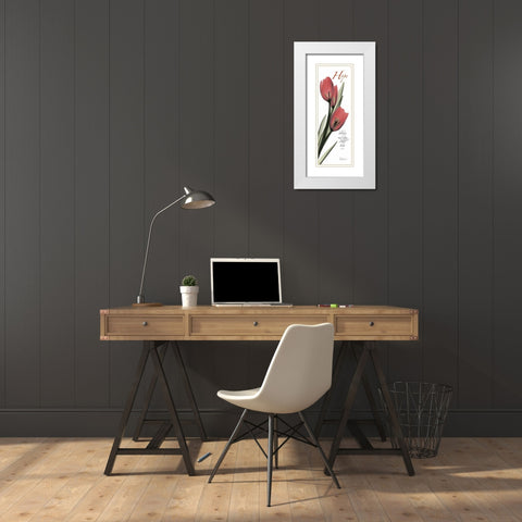 Tulips in Red  - Hope White Modern Wood Framed Art Print with Double Matting by Koetsier, Albert