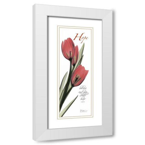 Tulips in Red  - Hope White Modern Wood Framed Art Print with Double Matting by Koetsier, Albert