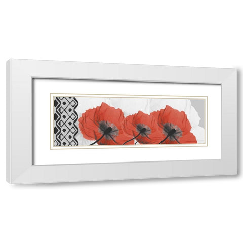 Poppies L167 White Modern Wood Framed Art Print with Double Matting by Koetsier, Albert