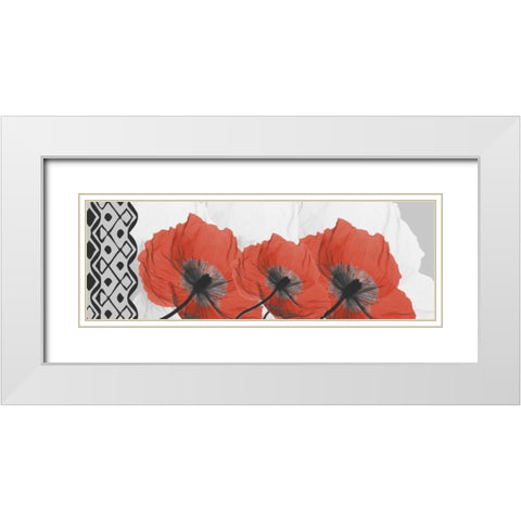 Poppies L167 White Modern Wood Framed Art Print with Double Matting by Koetsier, Albert