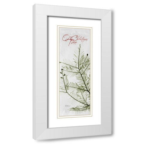 O Christmas Evergreen White Modern Wood Framed Art Print with Double Matting by Koetsier, Albert