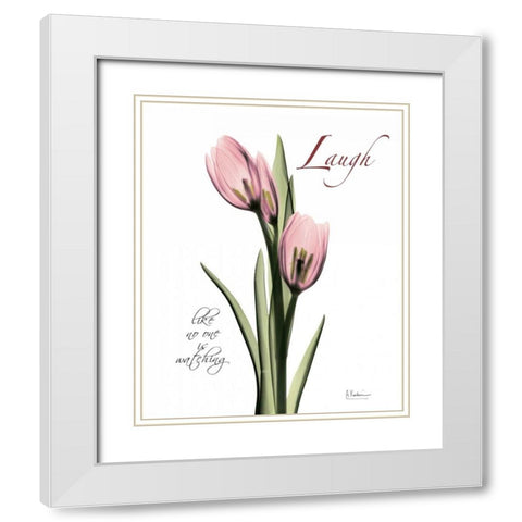 Tulip in Pink - Laugh White Modern Wood Framed Art Print with Double Matting by Koetsier, Albert