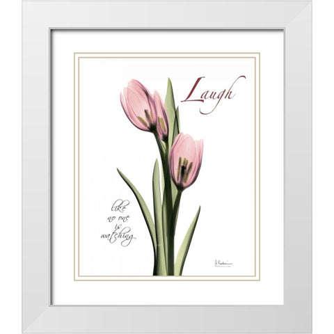 Tulip in Pink - Laugh White Modern Wood Framed Art Print with Double Matting by Koetsier, Albert