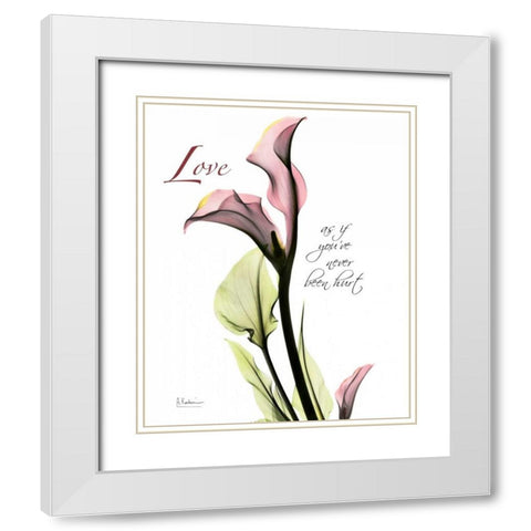 Calla Lily in Pink - Love White Modern Wood Framed Art Print with Double Matting by Koetsier, Albert