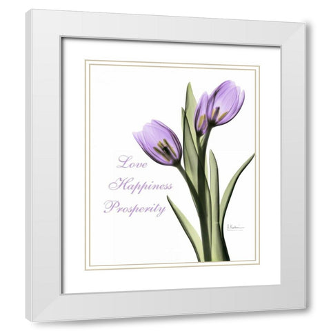 Purple Tulips Love Happiness White Modern Wood Framed Art Print with Double Matting by Koetsier, Albert