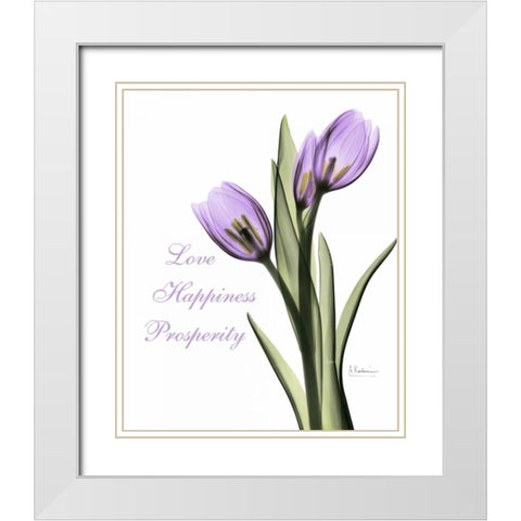 Purple Tulips Love Happiness White Modern Wood Framed Art Print with Double Matting by Koetsier, Albert