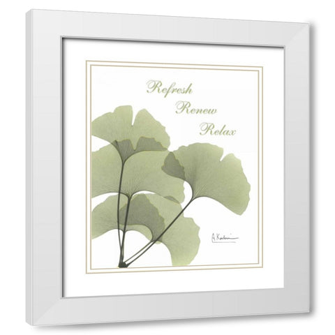 Ginkgo in Green - Mind Body White Modern Wood Framed Art Print with Double Matting by Koetsier, Albert