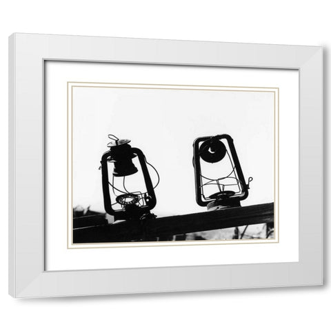 Bodi Lanterns White Modern Wood Framed Art Print with Double Matting by Koetsier, Albert