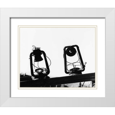 Bodi Lanterns White Modern Wood Framed Art Print with Double Matting by Koetsier, Albert