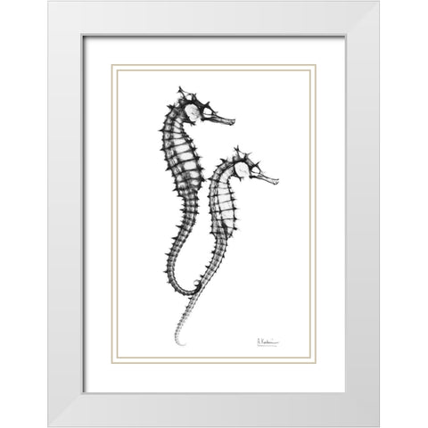 Two Horses White Modern Wood Framed Art Print with Double Matting by Koetsier, Albert