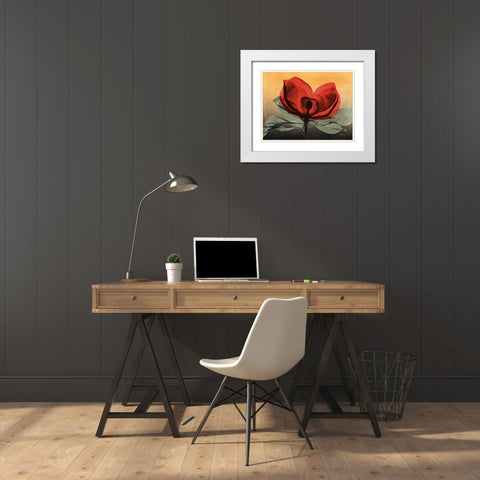 Hot Magnolia 1 White Modern Wood Framed Art Print with Double Matting by Koetsier, Albert