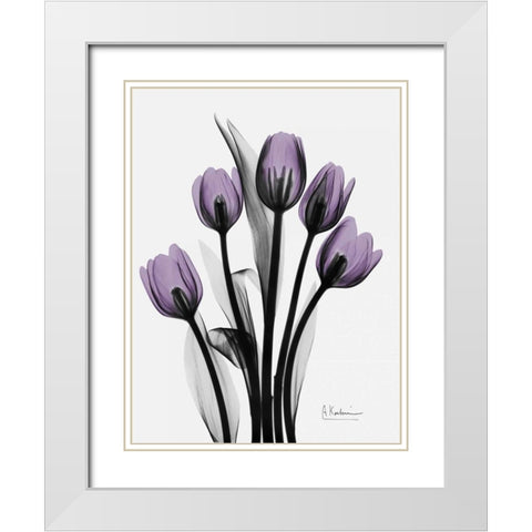 Five Tulips in Purple White Modern Wood Framed Art Print with Double Matting by Koetsier, Albert