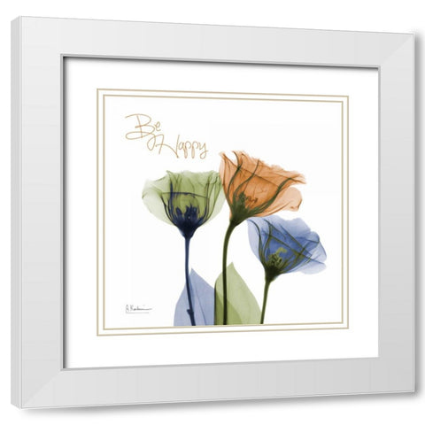 Gentian Be Happy White Modern Wood Framed Art Print with Double Matting by Koetsier, Albert