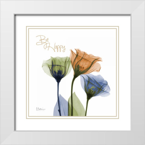 Gentian Be Happy White Modern Wood Framed Art Print with Double Matting by Koetsier, Albert