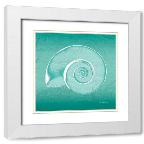 Aqua Ramshorn White Modern Wood Framed Art Print with Double Matting by Koetsier, Albert