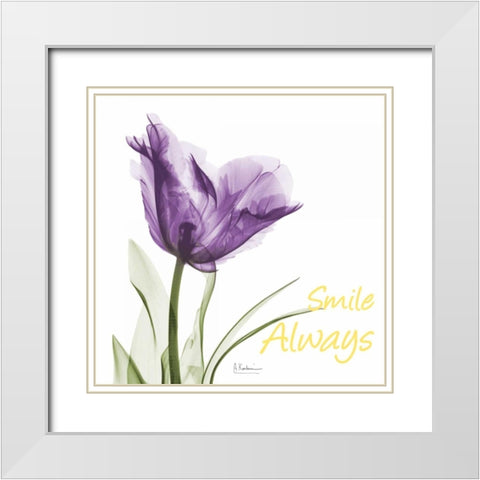 Smile Always Tulip White Modern Wood Framed Art Print with Double Matting by Koetsier, Albert