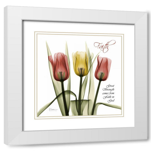 Faith Tulips White Modern Wood Framed Art Print with Double Matting by Koetsier, Albert