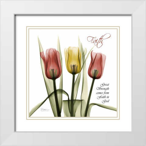 Faith Tulips White Modern Wood Framed Art Print with Double Matting by Koetsier, Albert