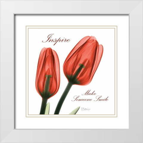 Inspire Tulips White Modern Wood Framed Art Print with Double Matting by Koetsier, Albert