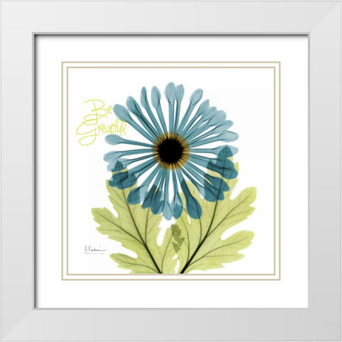 Greatful Chrysanthemum H68 White Modern Wood Framed Art Print with Double Matting by Koetsier, Albert