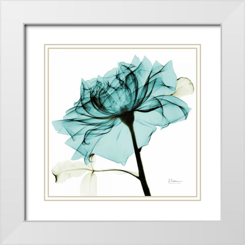 Teal Rose 2 White Modern Wood Framed Art Print with Double Matting by Koetsier, Albert